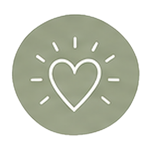 01 Icon+ - ReProcess Therapy - ReProcess Therapy Round green badge showing a white heart with radiating lines, symbolizing love or care