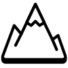 White mountain silhouette logo on a black background